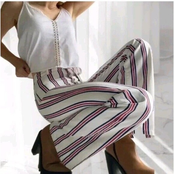 NWT ASOS Design Tall Full Length Flare Striped Jeans Size 25/36 - Picture 1 of 11
